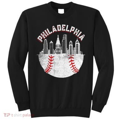 Philadelphia Baseball Skyline Retro Philly Cityscap Sweatshirt