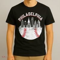 Philadelphia Baseball Skyline Retro Philly Cityscap T-Shirt thumb 3