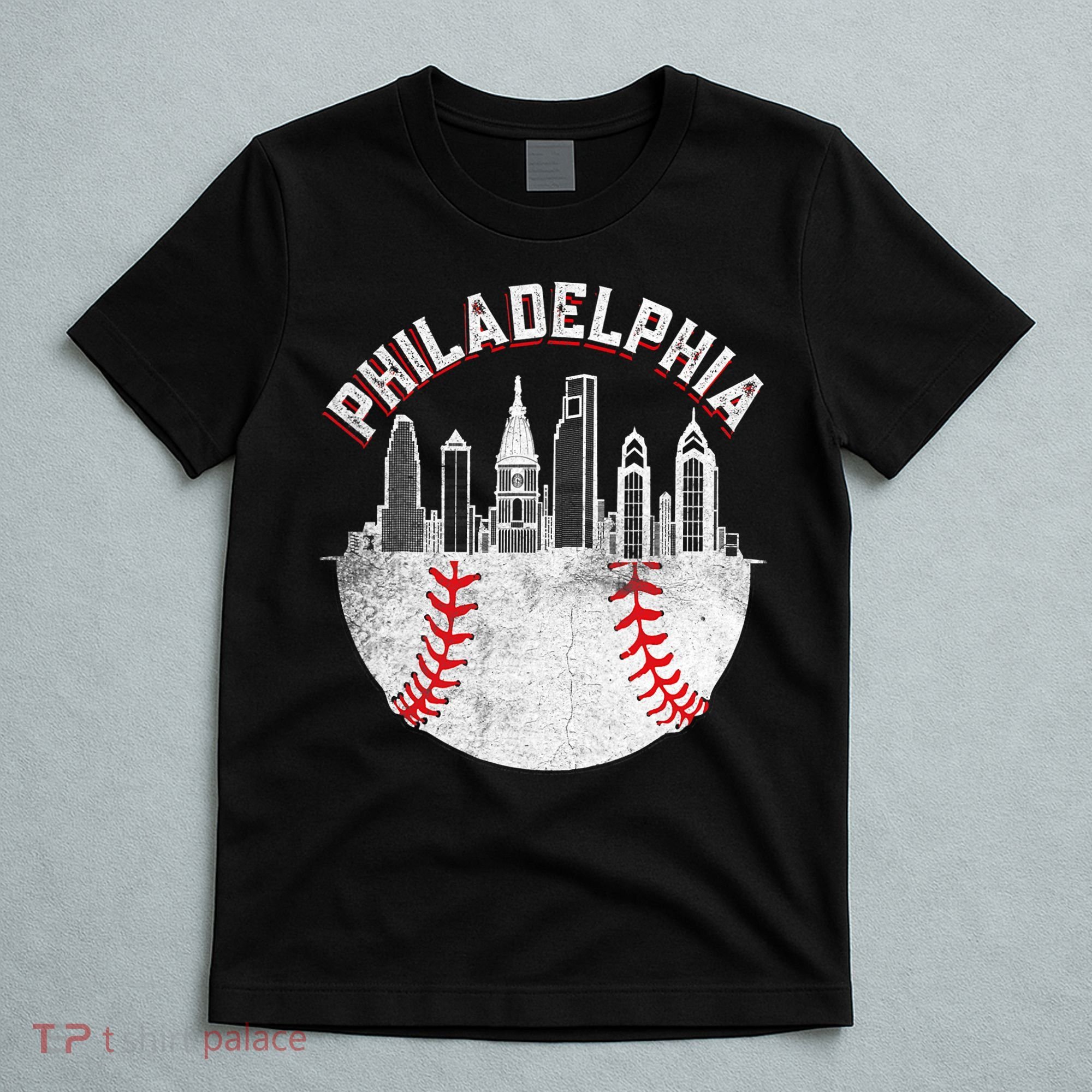 Philadelphia Baseball Skyline Retro Philly Cityscap T-Shirt