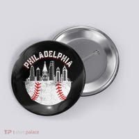 Philadelphia Baseball Skyline Retro Philly Cityscap Button thumb 0
