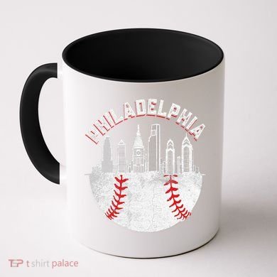 Philadelphia Baseball Skyline Retro Philly Cityscap Coffee Mug