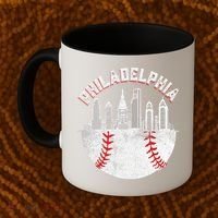Philadelphia Baseball Skyline Retro Philly Cityscap Coffee Mug thumb 2