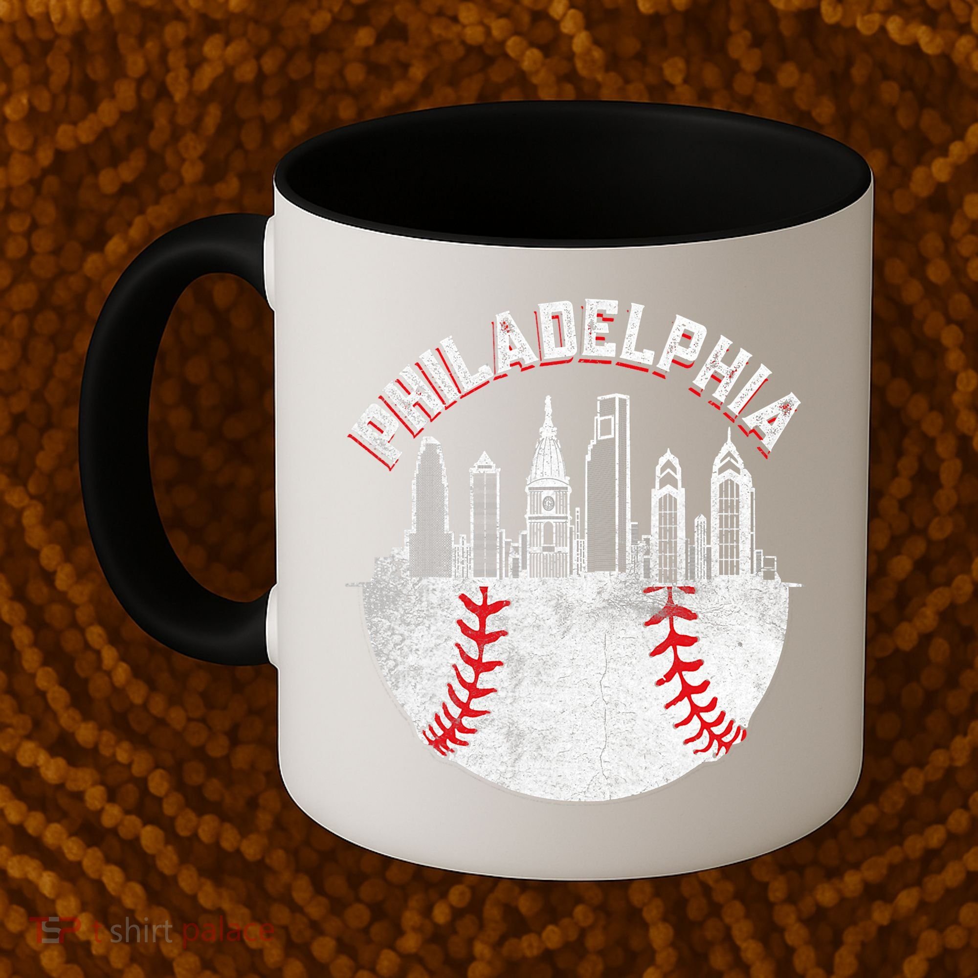 Philadelphia Baseball Skyline Retro Philly Cityscap Coffee Mug