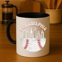 Philadelphia Baseball Skyline Retro Philly Cityscap Coffee Mug thumb 4