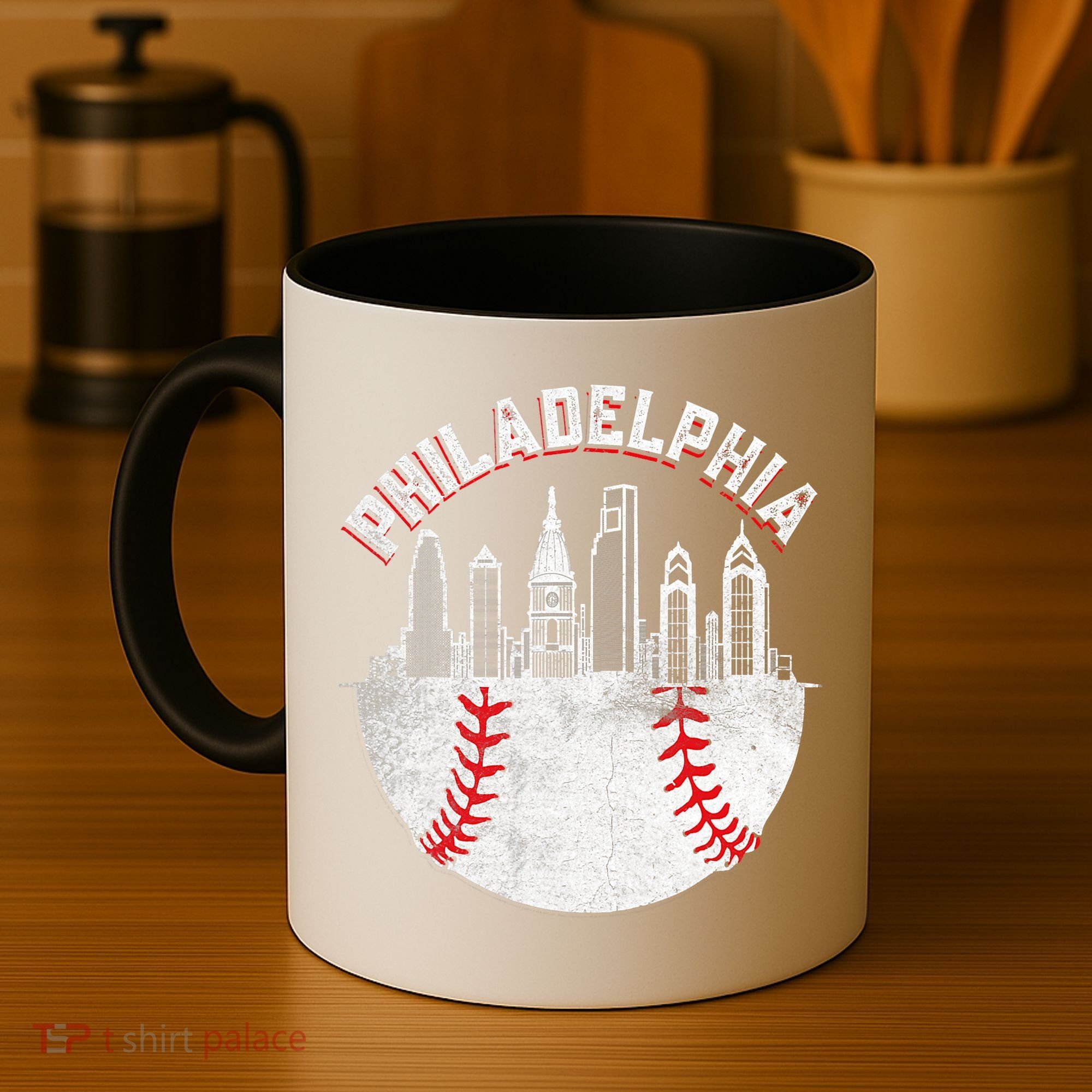 Philadelphia Baseball Skyline Retro Philly Cityscap Coffee Mug