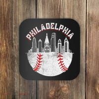 Philadelphia Baseball Skyline Retro Philly Cityscap Coaster thumb 0