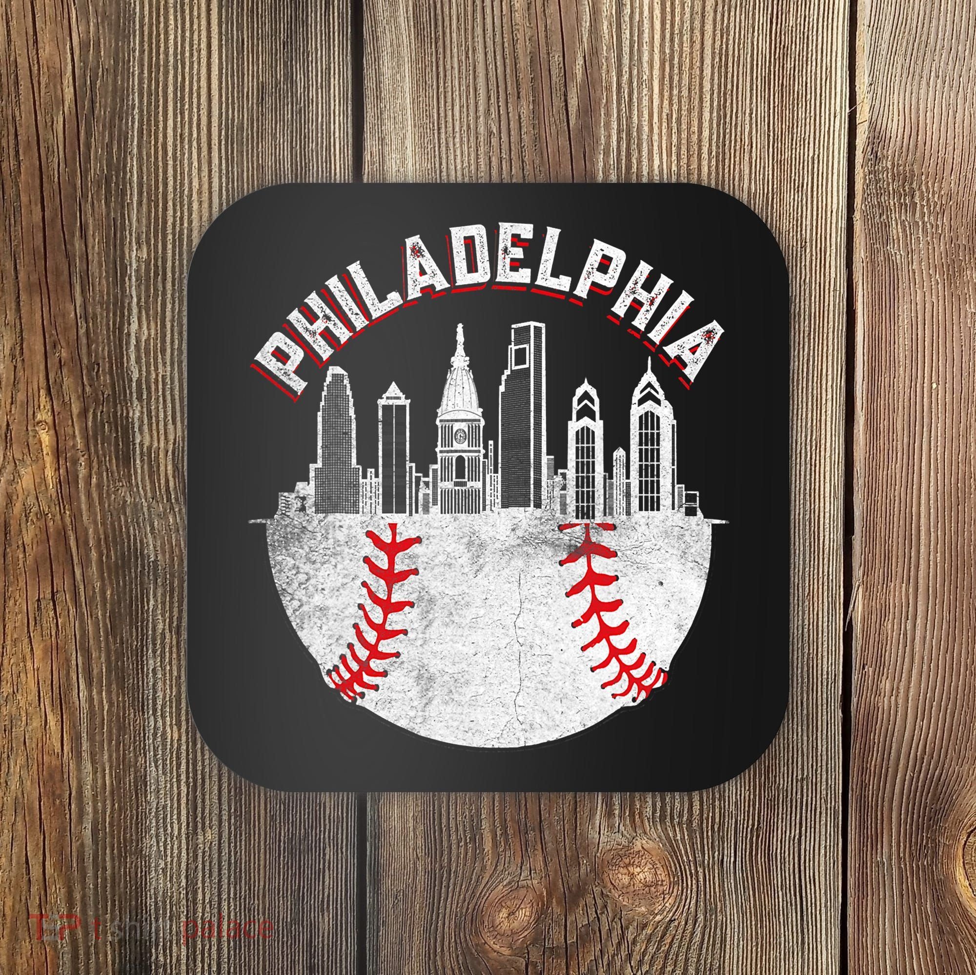 Philadelphia Baseball Skyline Retro Philly Cityscap Coaster
