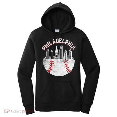 Philadelphia Baseball Skyline Retro Philly Cityscap Women's Hoodie