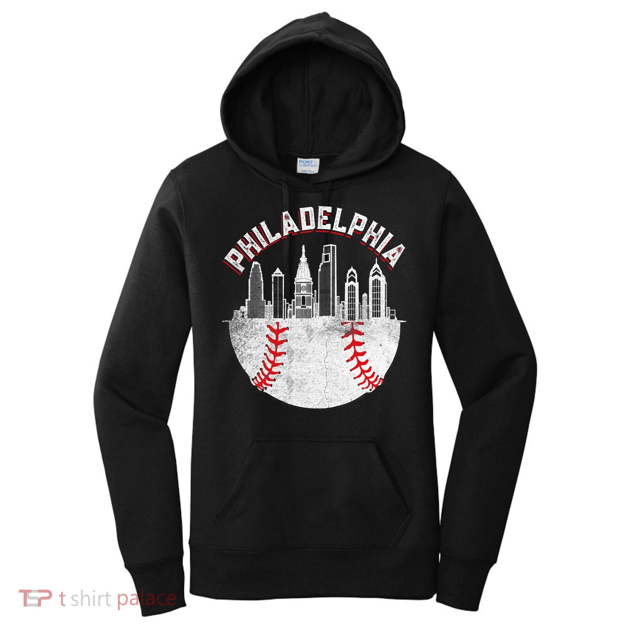 Philadelphia Baseball Skyline Retro Philly Cityscap Women's Hoodie