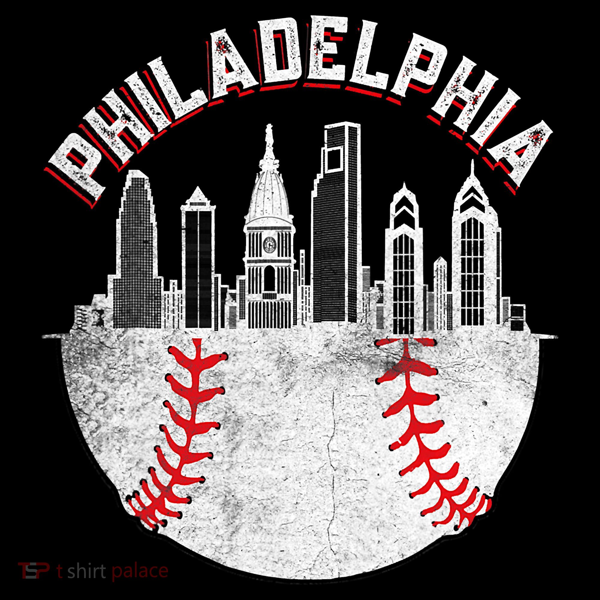 Philadelphia Baseball Skyline Retro Philly Cityscap Women's Hoodie
