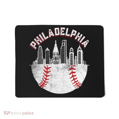 Philadelphia Baseball Skyline Retro Philly Cityscap Mousepad