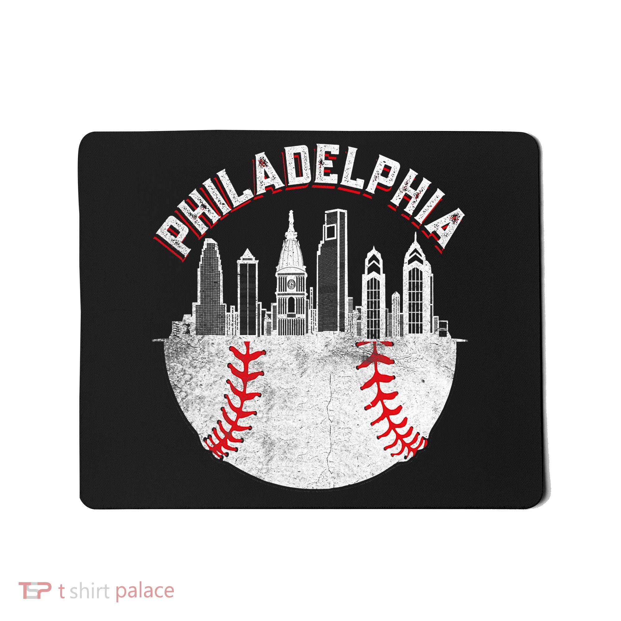 Philadelphia Baseball Skyline Retro Philly Cityscap Mousepad