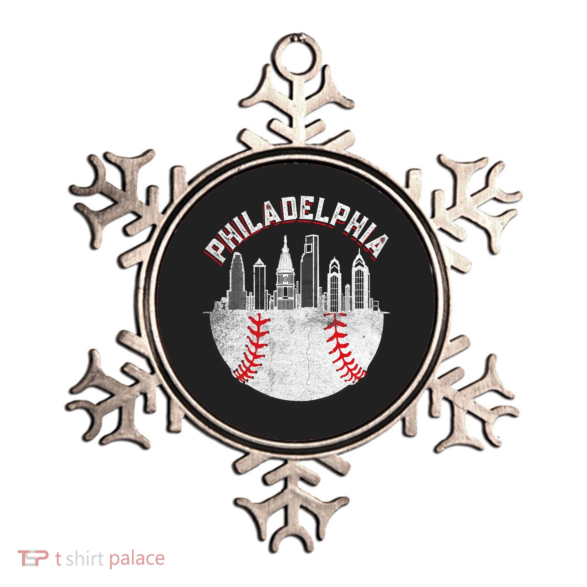 Philadelphia Baseball Skyline Retro Philly Cityscap Ornament
