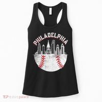 Philadelphia Baseball Skyline Retro Philly Cityscap Women's Tank Top thumb 0