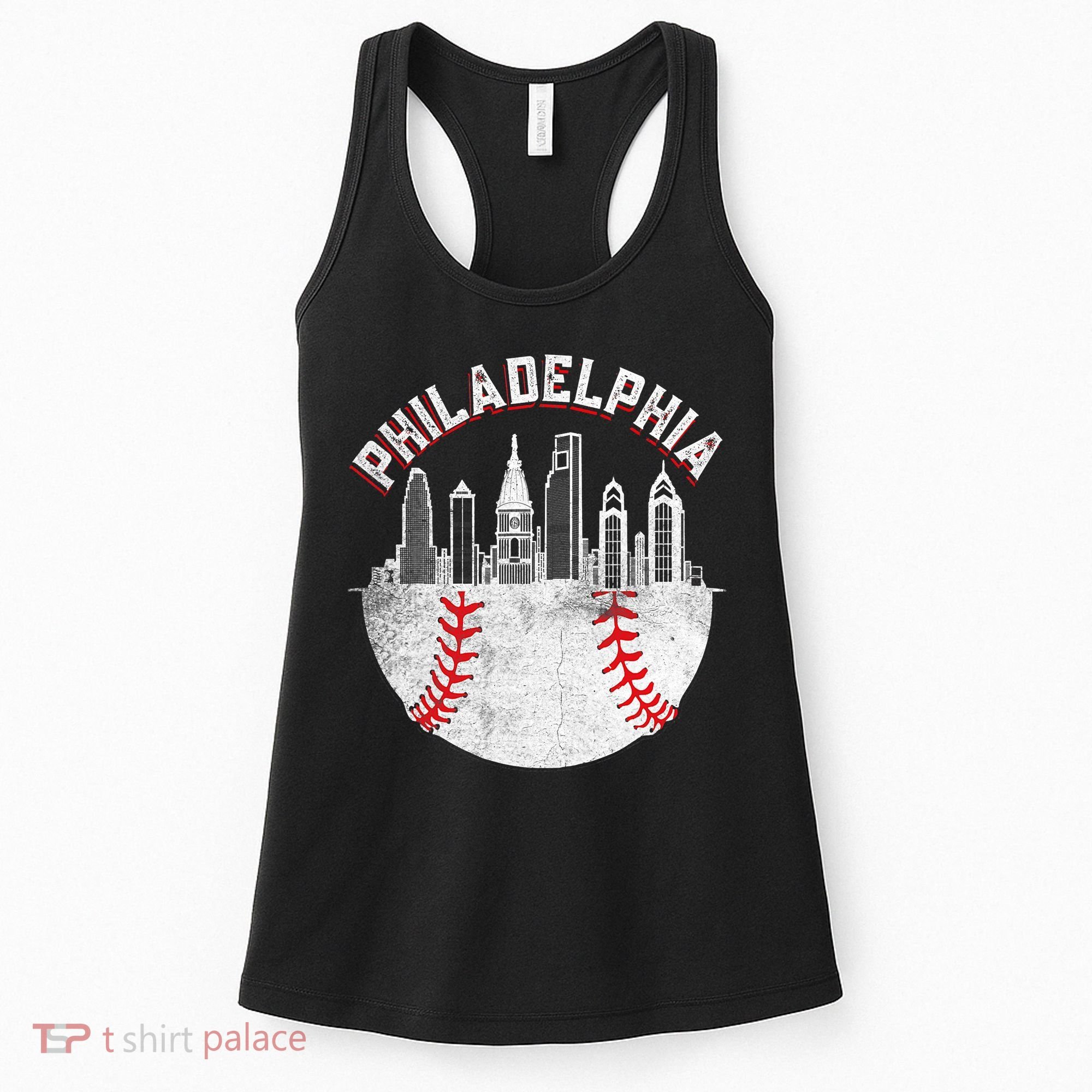 Philadelphia Baseball Skyline Retro Philly Cityscap Women's Tank Top