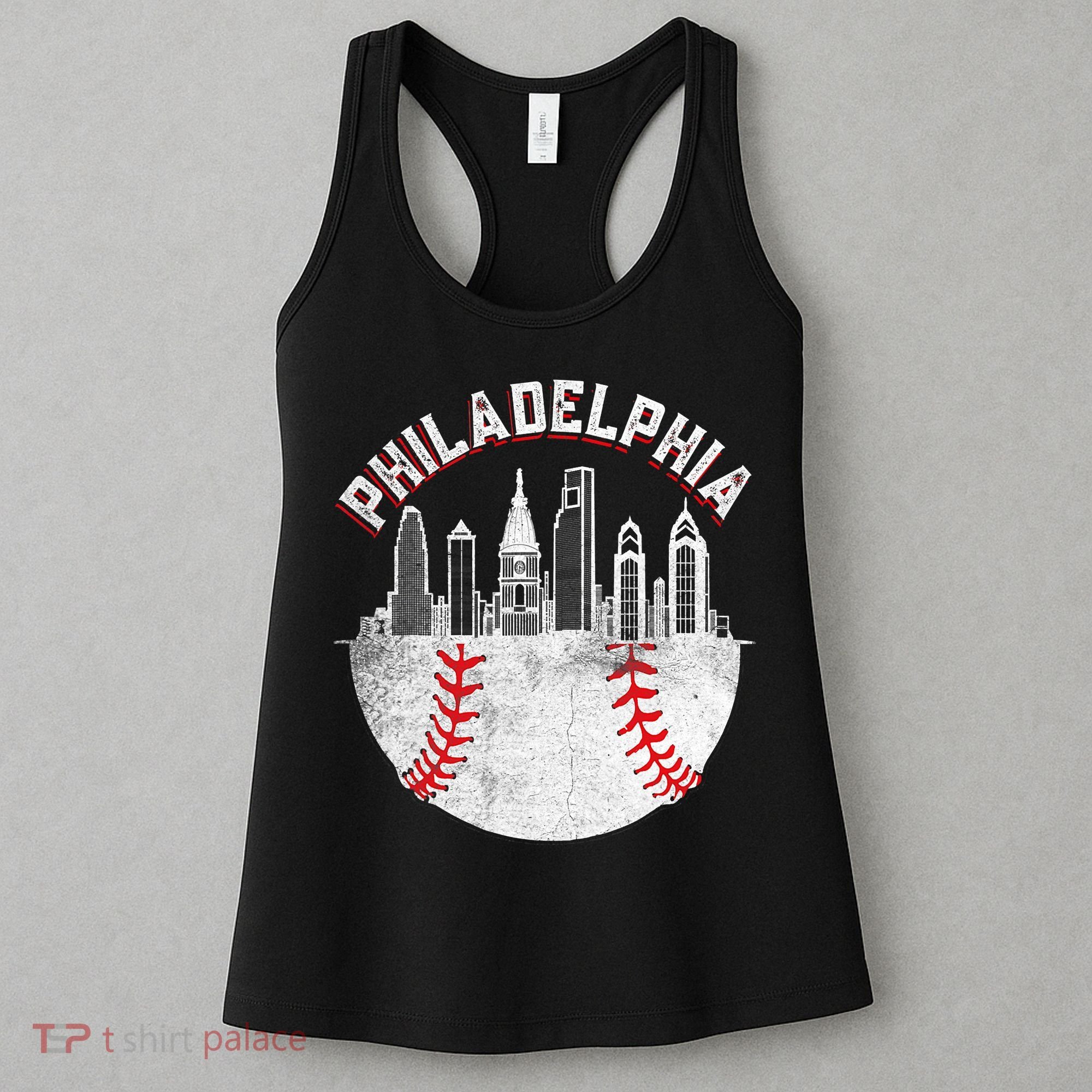 Philadelphia Baseball Skyline Retro Philly Cityscap Women's Tank Top