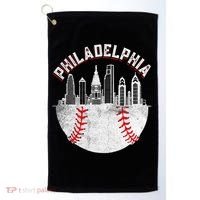 Philadelphia Baseball Skyline Retro Philly Cityscap Golf Towel thumb 0