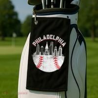 Philadelphia Baseball Skyline Retro Philly Cityscap Golf Towel thumb 2