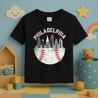 Philadelphia Baseball Skyline Retro Philly Cityscap Toddler T-Shirt thumb 3