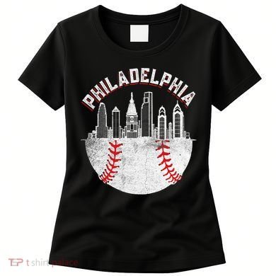 Philadelphia Baseball Skyline Retro Philly Cityscap Women's T-Shirt
