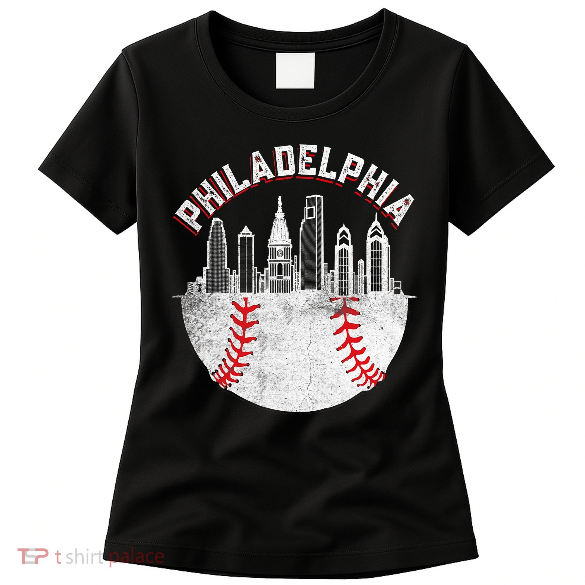 Philadelphia Baseball Skyline Retro Philly Cityscap Women's T-Shirt