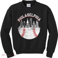 Philadelphia Baseball Skyline Retro Philly Cityscap Kids Sweatshirt thumb 0