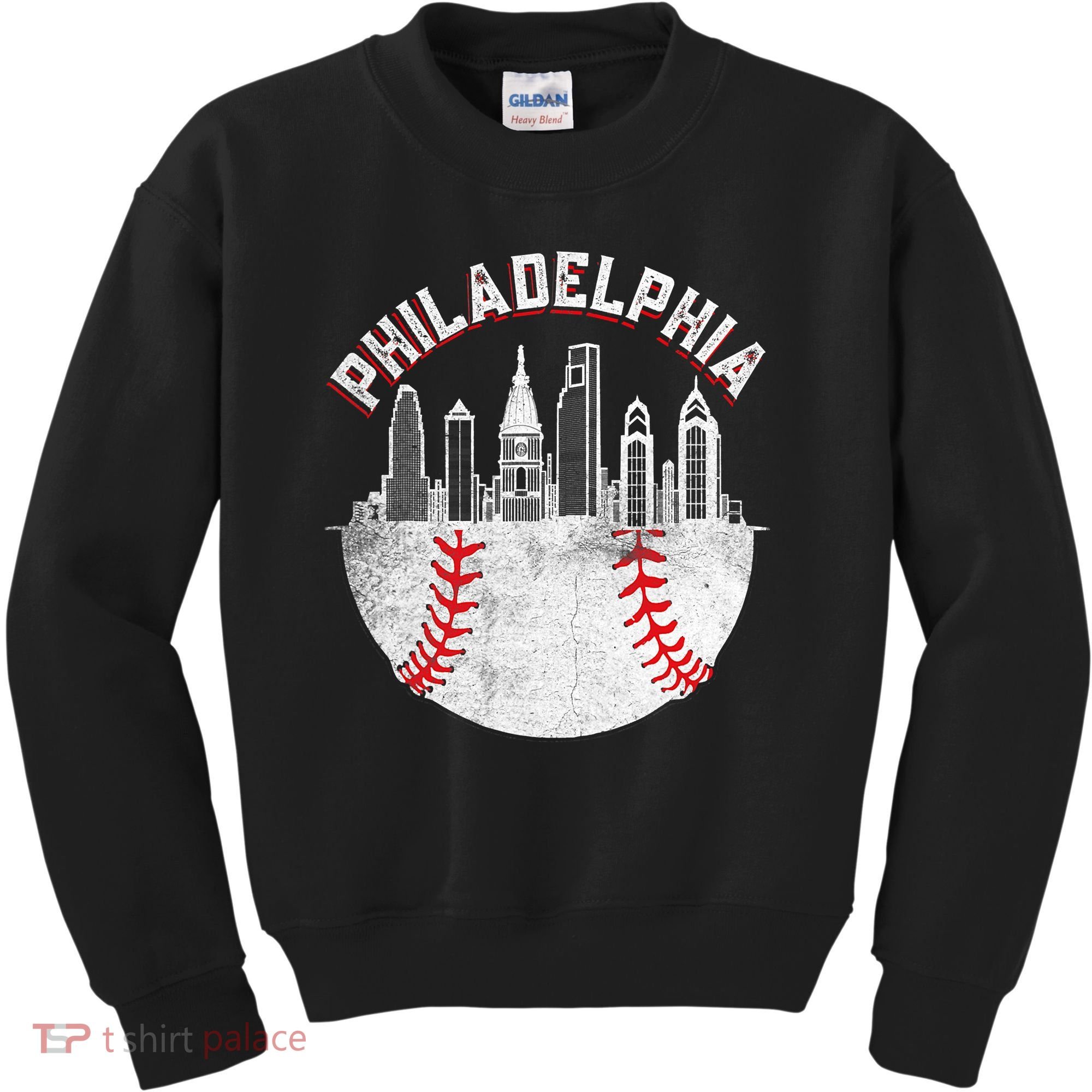 Philadelphia Baseball Skyline Retro Philly Cityscap Kids Sweatshirt