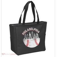 Philadelphia Baseball Skyline Retro Philly Cityscap Tote Bag thumb 2