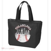 Philadelphia Baseball Skyline Retro Philly Cityscap Tote Bag thumb 3