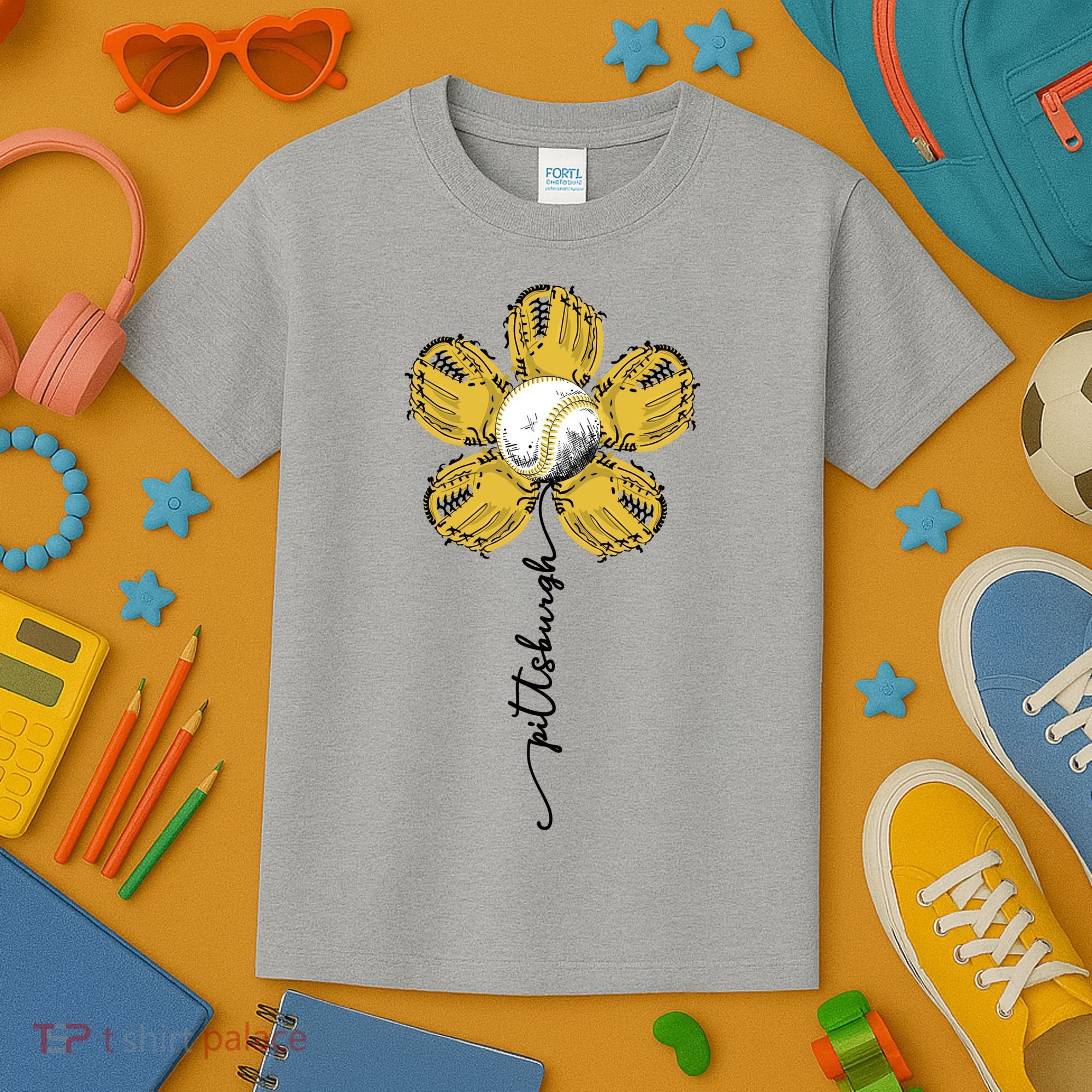 Pittsburgh Baseball Sunflower Sport Lover Kids T-Shirt