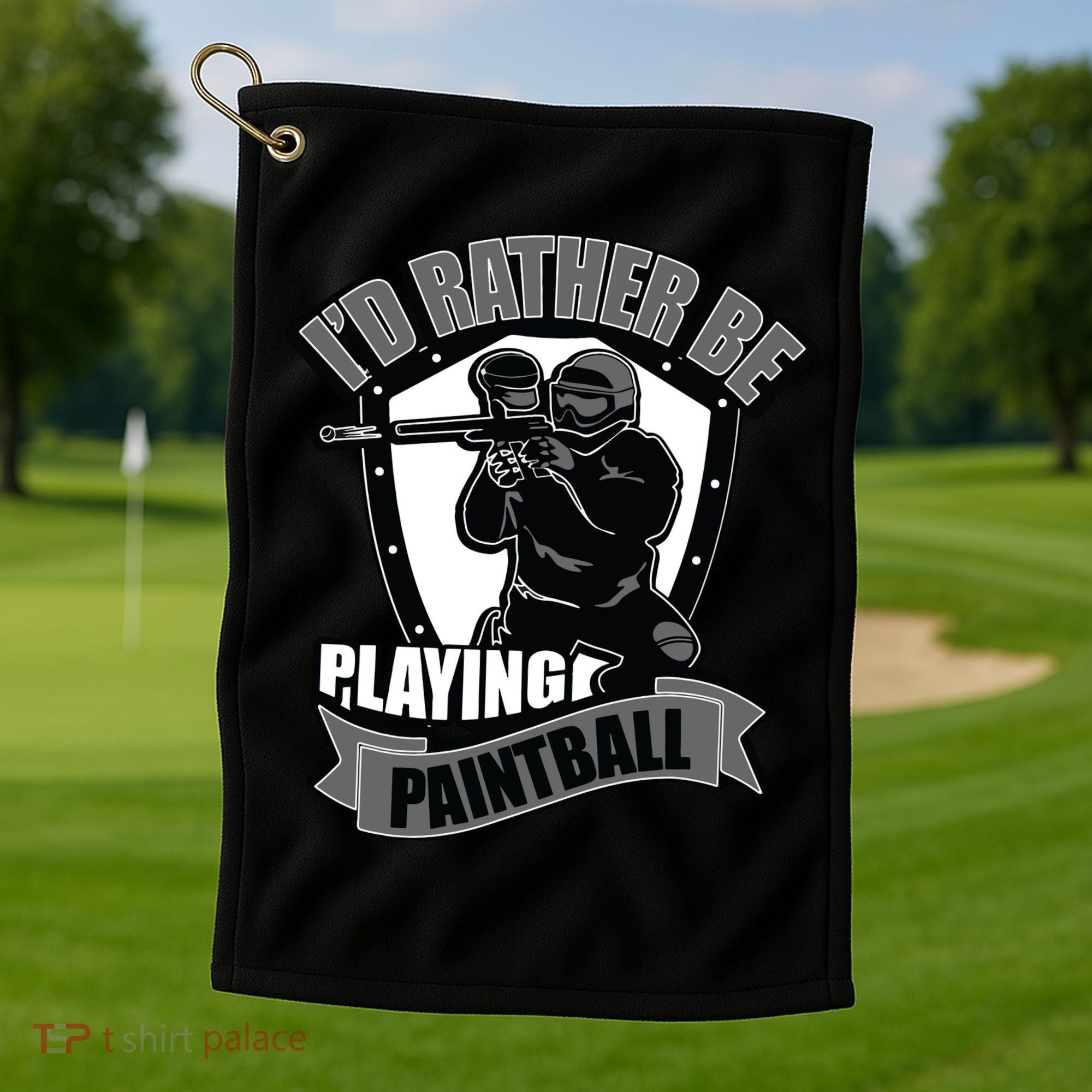 Paint Balling Tee I'd Rather Be Playing Paintball Golf Towel