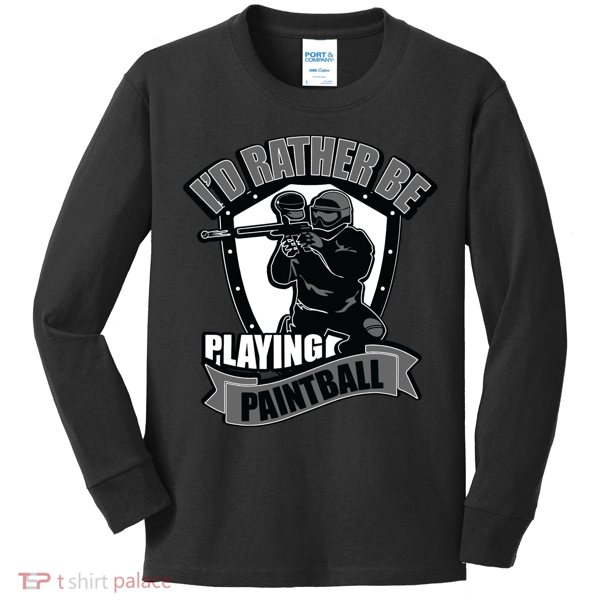 Paint Balling Tee I'd Rather Be Playing Paintball Kids Long Sleeve Shirt
