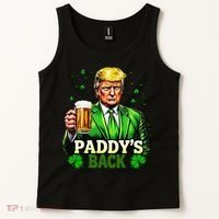 PaddyS Back Trump Beer Shamrock St PatrickS Day Trump Tank Top thumb 2