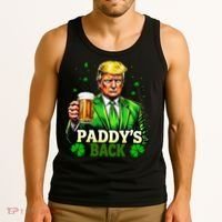 PaddyS Back Trump Beer Shamrock St PatrickS Day Trump Tank Top thumb 3