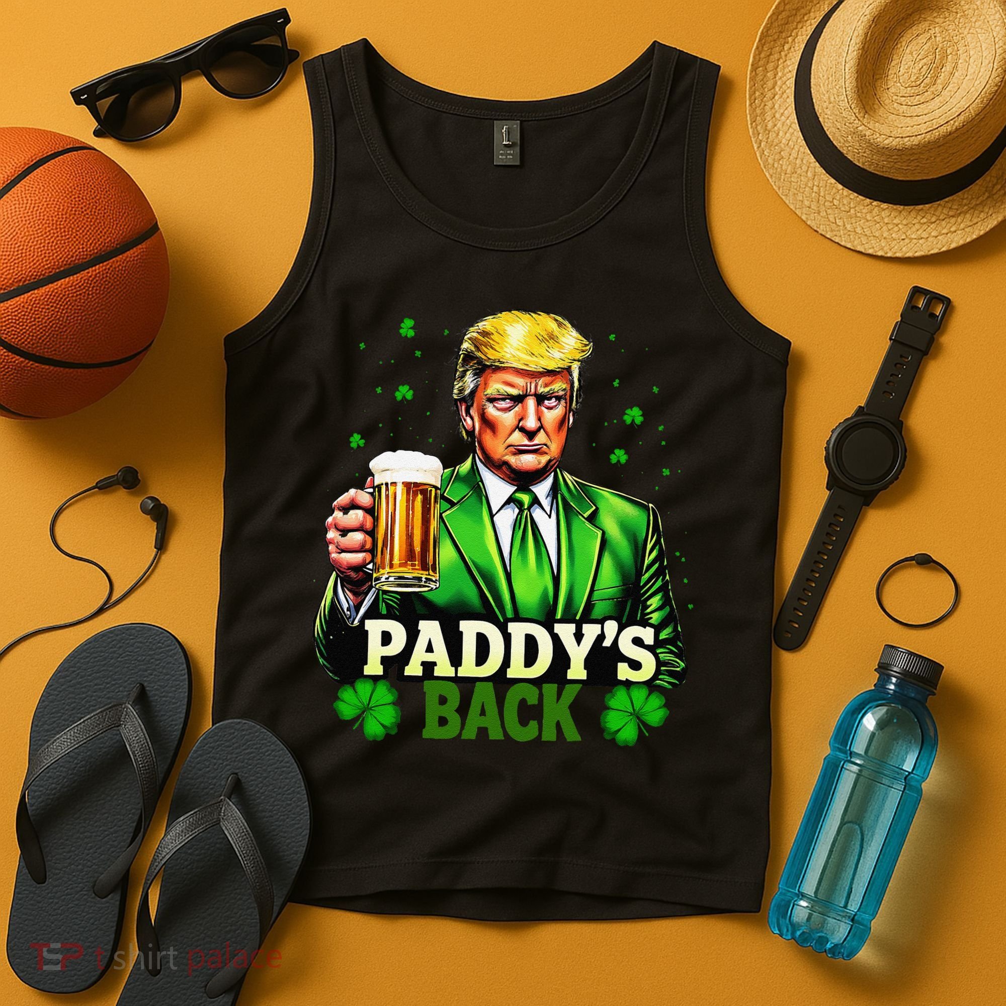 PaddyS Back Trump Beer Shamrock St PatrickS Day Trump Tank Top
