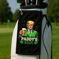 PaddyS Back Trump Beer Shamrock St PatrickS Day Trump Golf Towel thumb 2