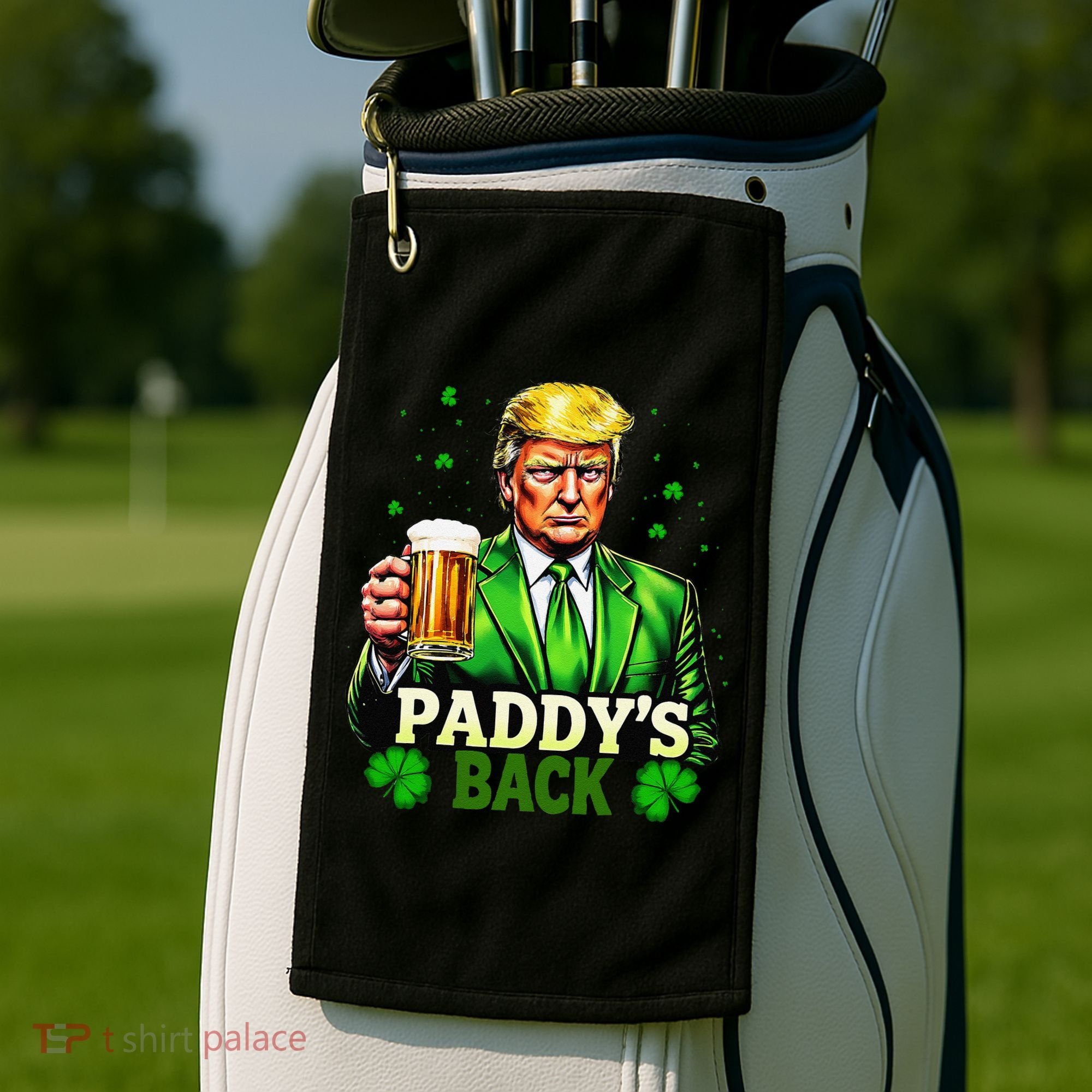PaddyS Back Trump Beer Shamrock St PatrickS Day Trump Golf Towel