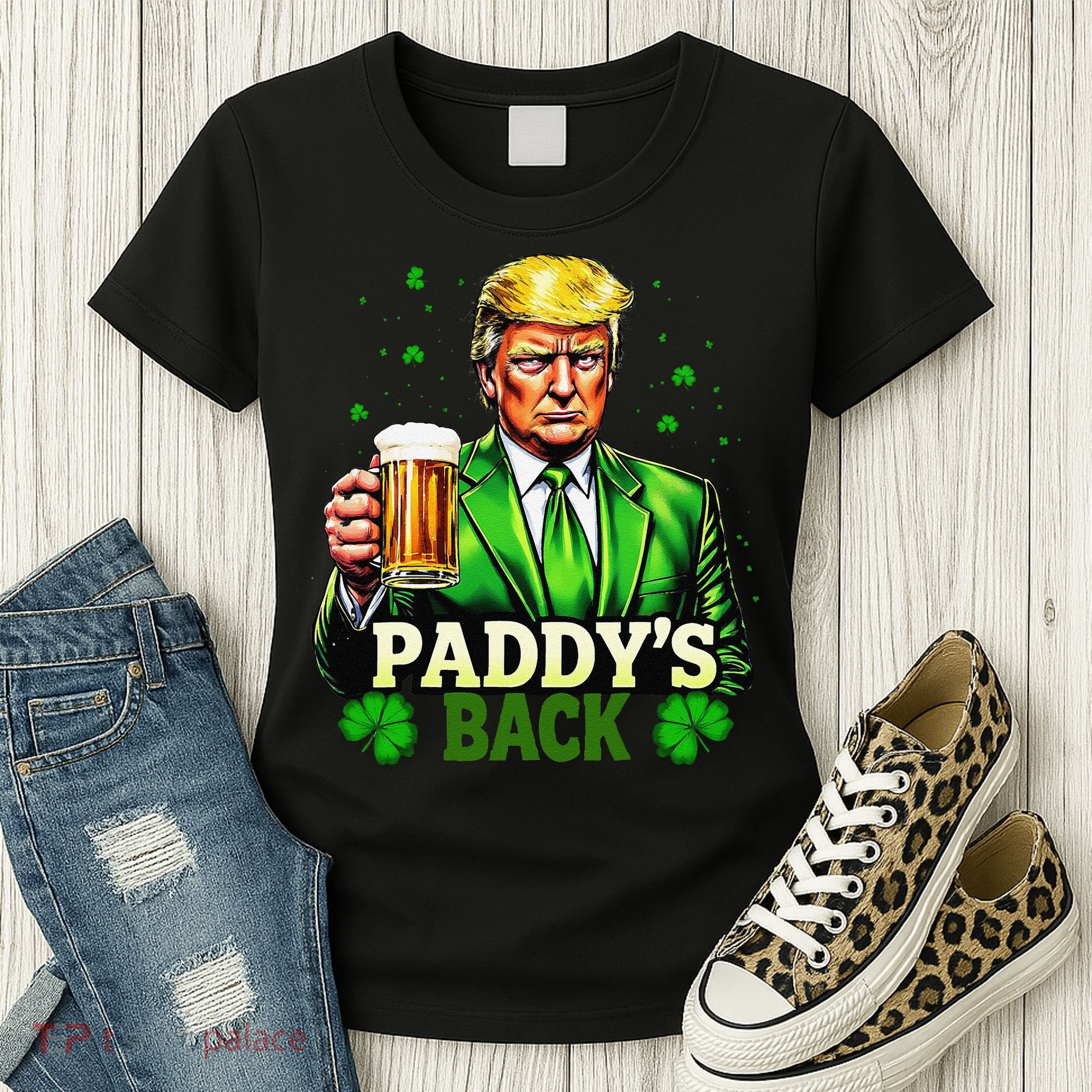 PaddyS Back Trump Beer Shamrock St PatrickS Day Trump Women's T-Shirt