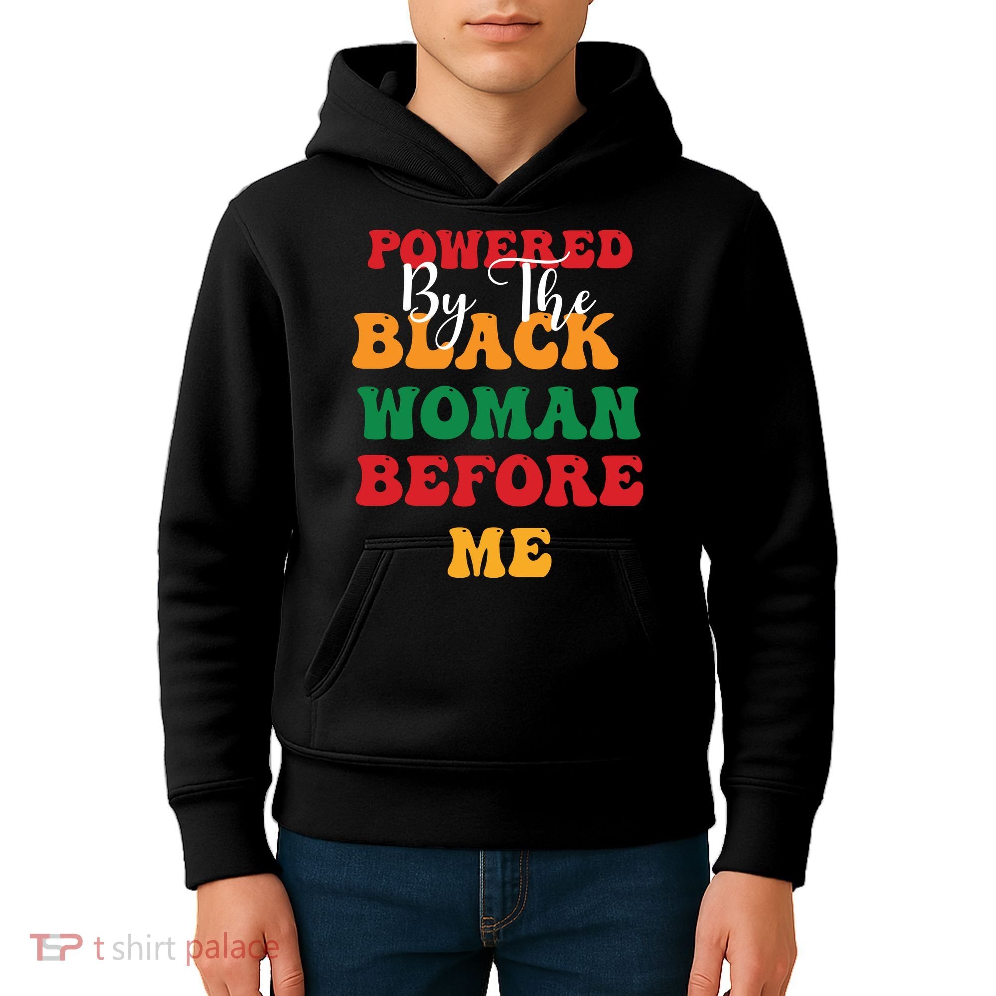 Powerd By The Black Woman Before Me For Juneteenth Day Gift Kids Hoodie
