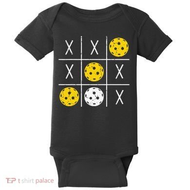 Pickleball Ball Tic-Tac-Toe Game XO-XO Funny Baby Bodysuit