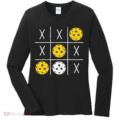 Pickleball Ball Tic-Tac-Toe Game XO-XO Funny Women's Long Sleeve Shirt