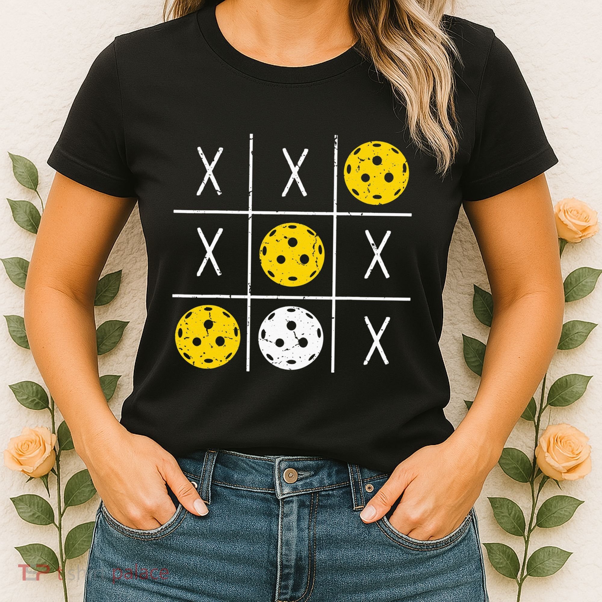 Pickleball Ball Tic-Tac-Toe Game XO-XO Funny Women's T-Shirt