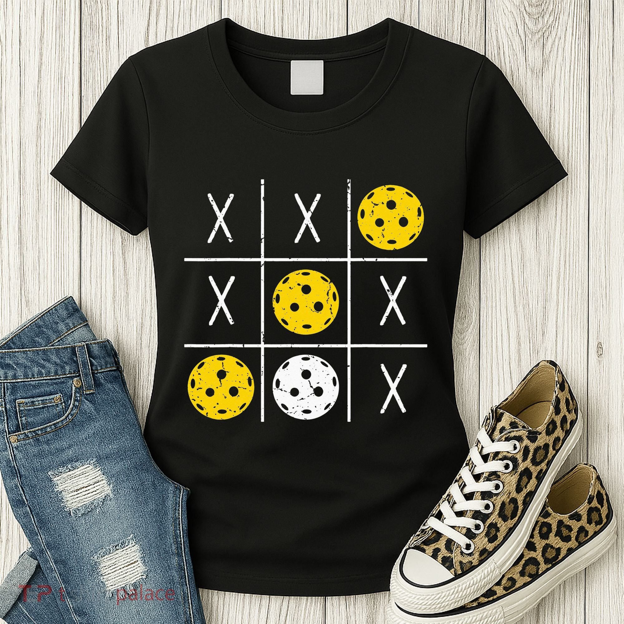 Pickleball Ball Tic-Tac-Toe Game XO-XO Funny Women's T-Shirt