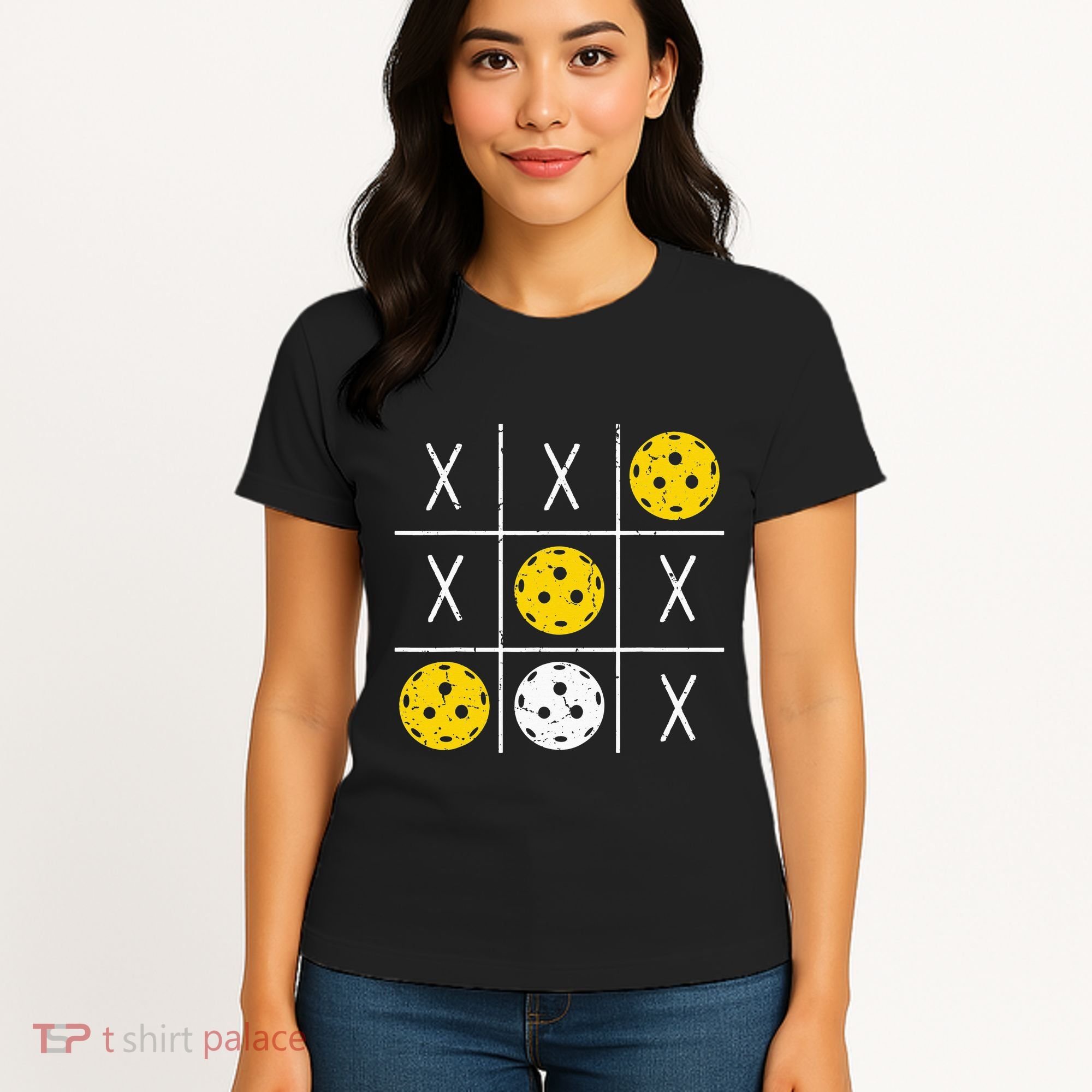 Pickleball Ball Tic-Tac-Toe Game XO-XO Funny Women's T-Shirt