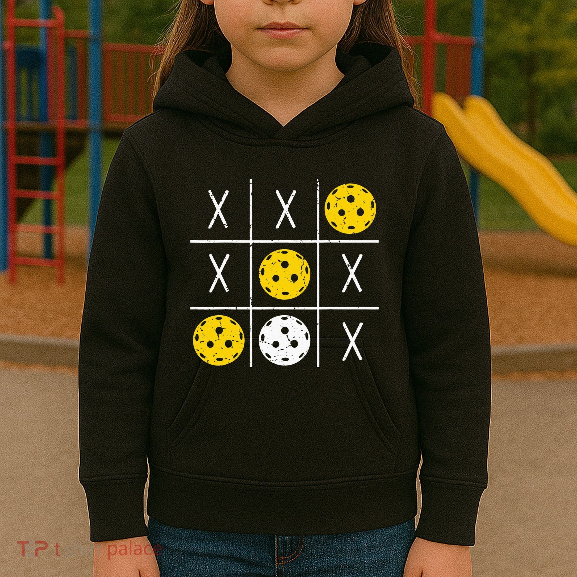 Pickleball Ball Tic-Tac-Toe Game XO-XO Funny Kids Hoodie