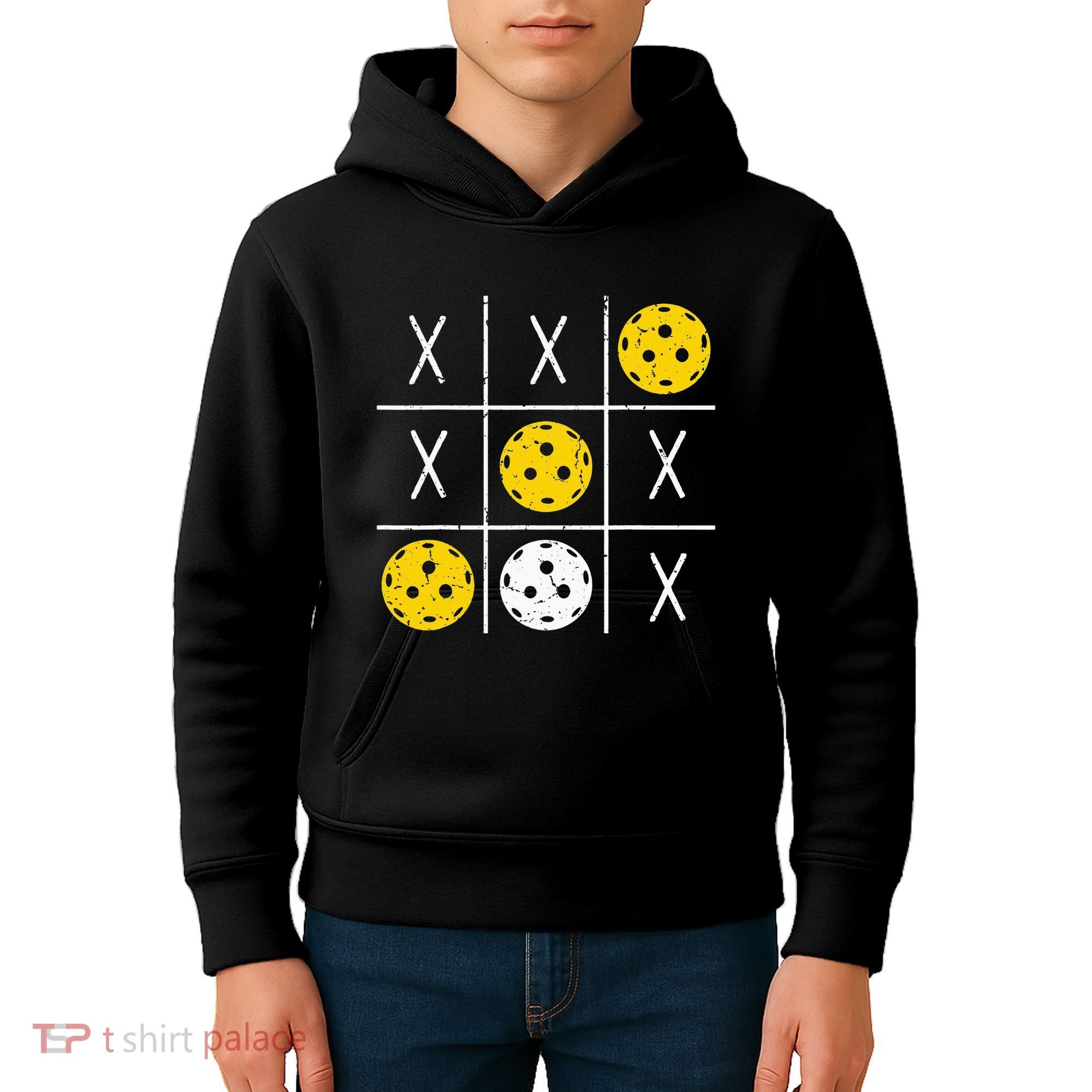 Pickleball Ball Tic-Tac-Toe Game XO-XO Funny Kids Hoodie