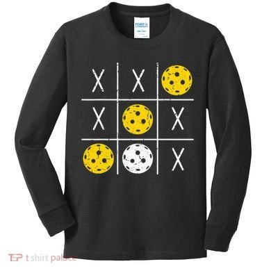 Pickleball Ball Tic-Tac-Toe Game XO-XO Funny Kids Long Sleeve Shirt