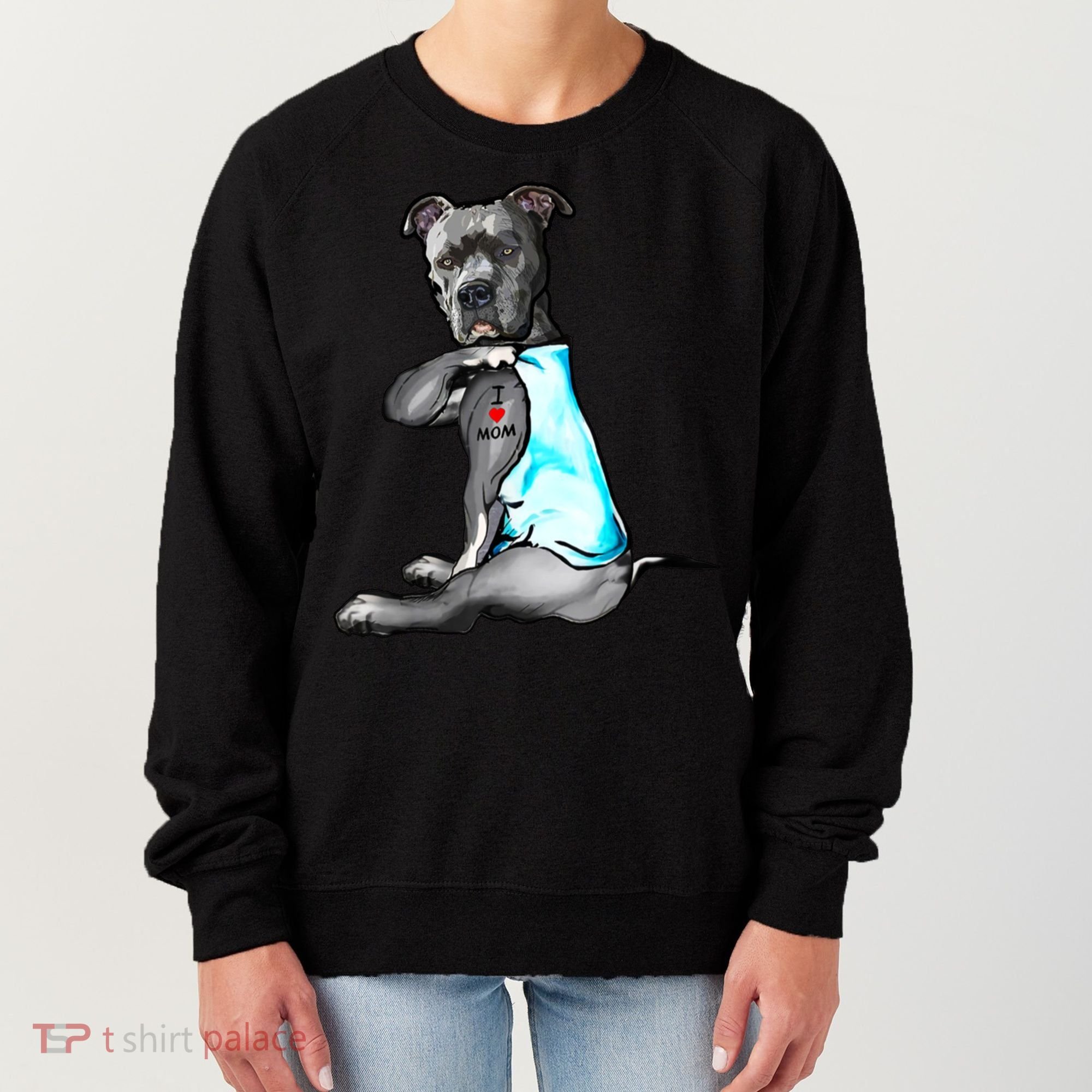Pit Bull Tattoo I Love Mom Women's Sweatshirt