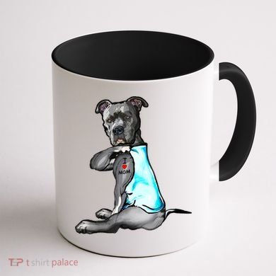 Pit Bull Tattoo I Love Mom Coffee Mug back