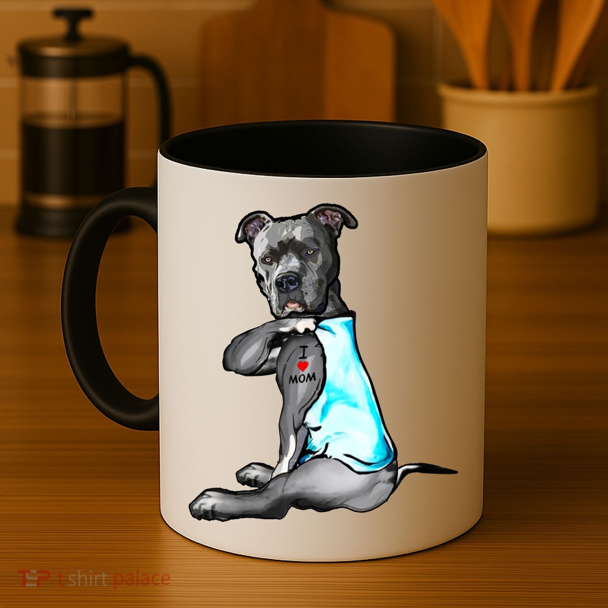 Pit Bull Tattoo I Love Mom Coffee Mug